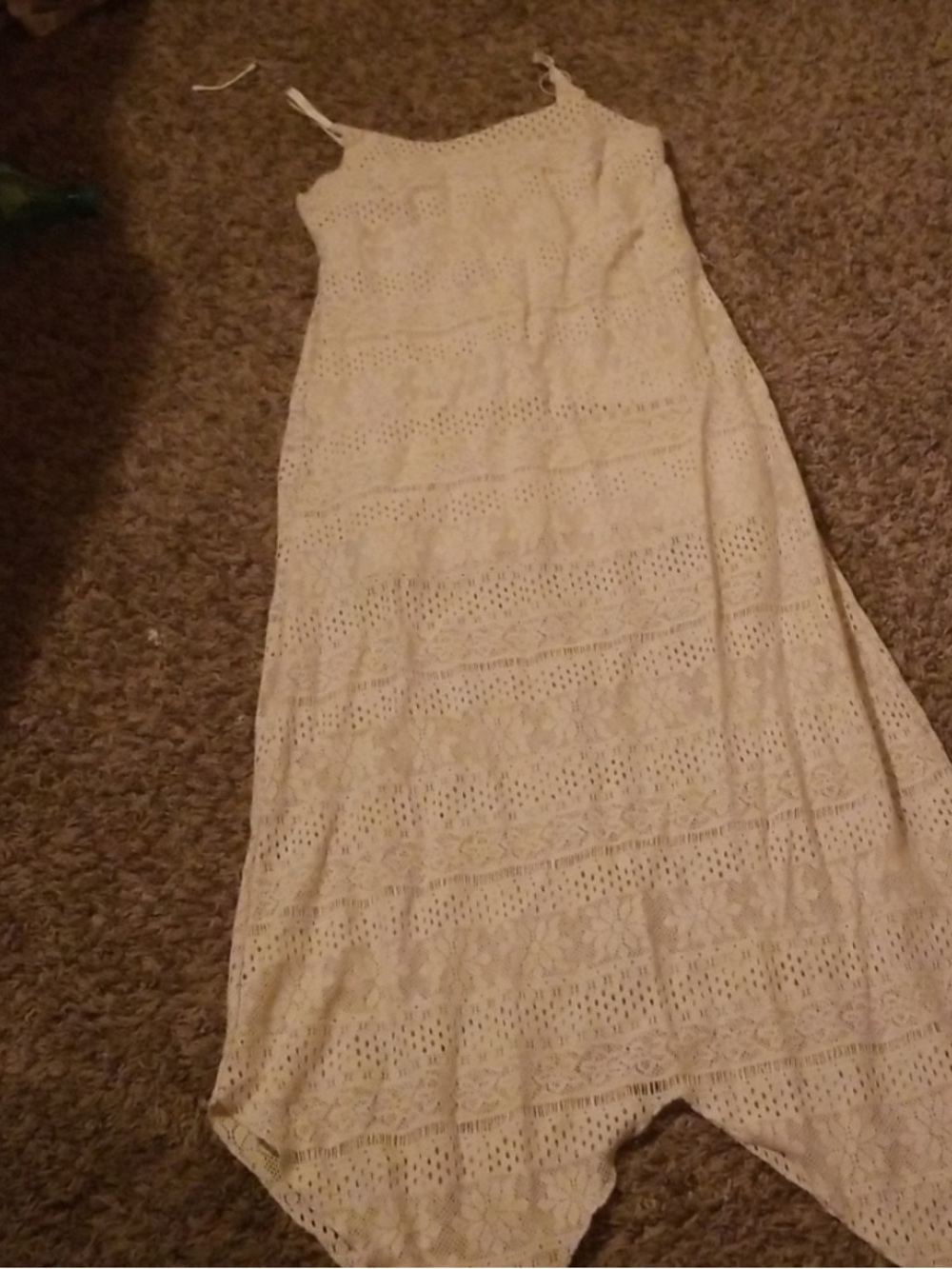 Women’s Cream Lace Midi Dress with Spaghetti Straps